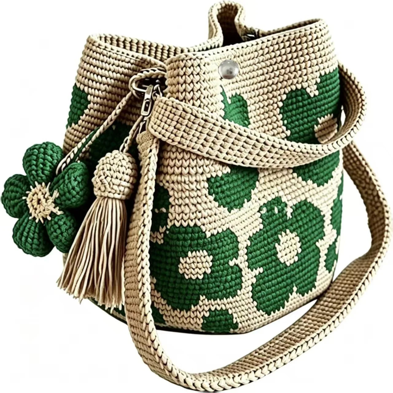 Borsa Crochet Flora – Borsa a Spalla Fatta a Mano