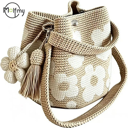 Borsa Crochet Flora – Borsa a Spalla Fatta a Mano