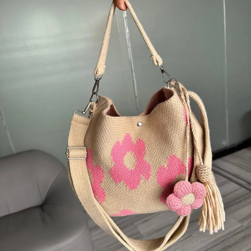 Borsa Crochet Flora – Borsa a Spalla Fatta a Mano