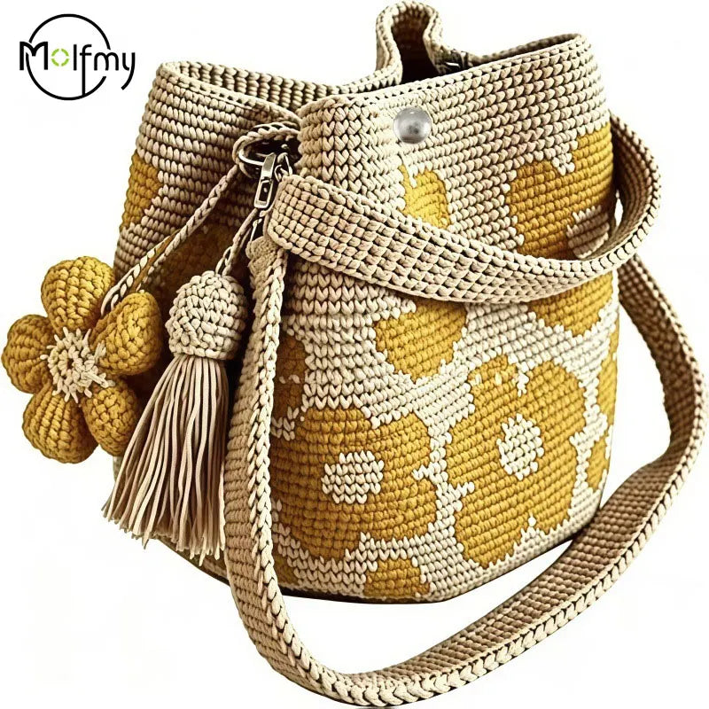 Borsa Crochet Flora – Borsa a Spalla Fatta a Mano