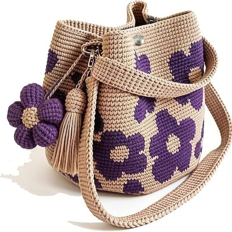 Borsa Crochet Flora – Borsa a Spalla Fatta a Mano