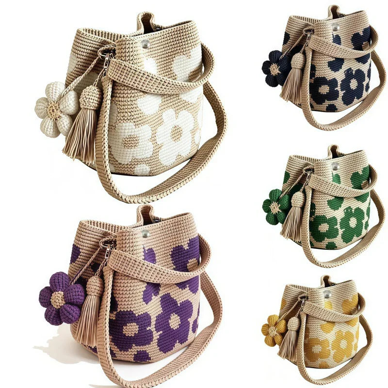 Borsa Crochet Flora – Borsa a Spalla Fatta a Mano