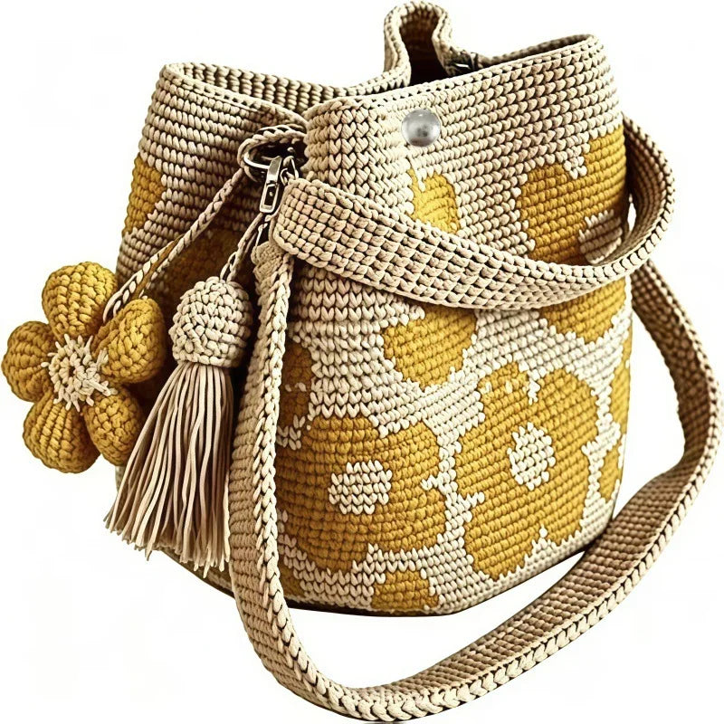 Borsa Crochet Flora – Borsa a Spalla Fatta a Mano